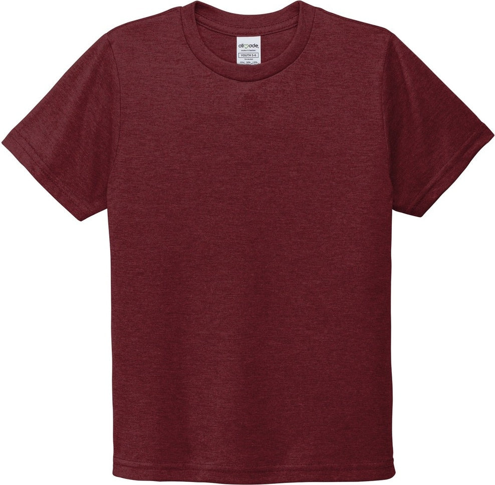 Front View of Vino Red Allmade Youth Tri-Blend Tee AL207