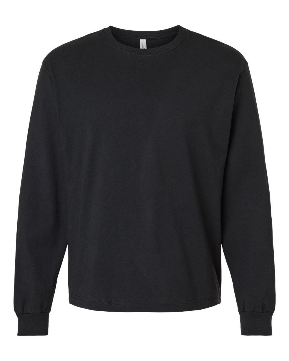 Front View of Vintage Black 6 oz. Heavyweight Long Sleeve Tee - 3511