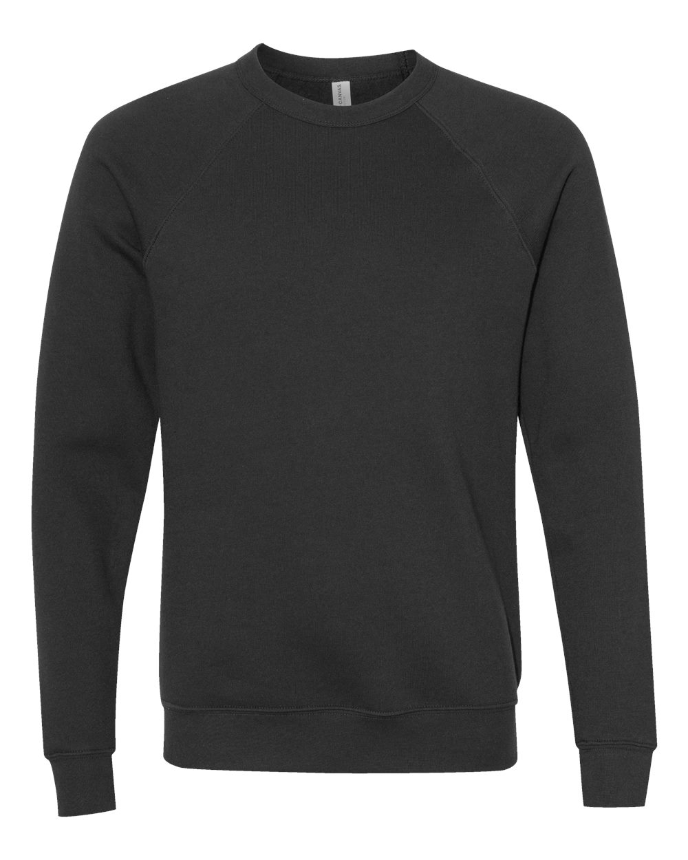 Front View of Vintage Black Sponge Fleece Raglan Crewneck Sweatshirt - 3901