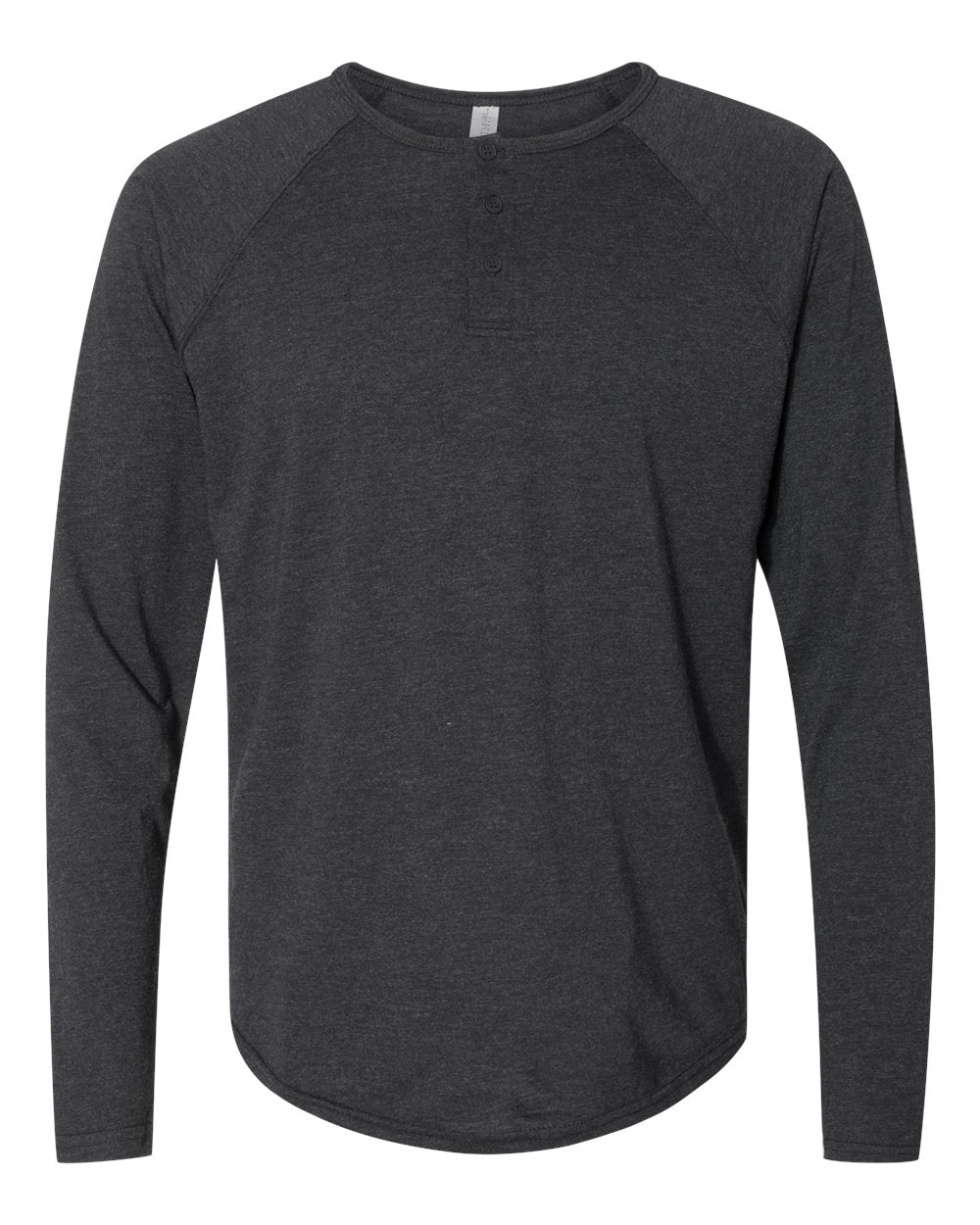 Front View of Vintage Black Triblend Henley T-Shirt - 6072