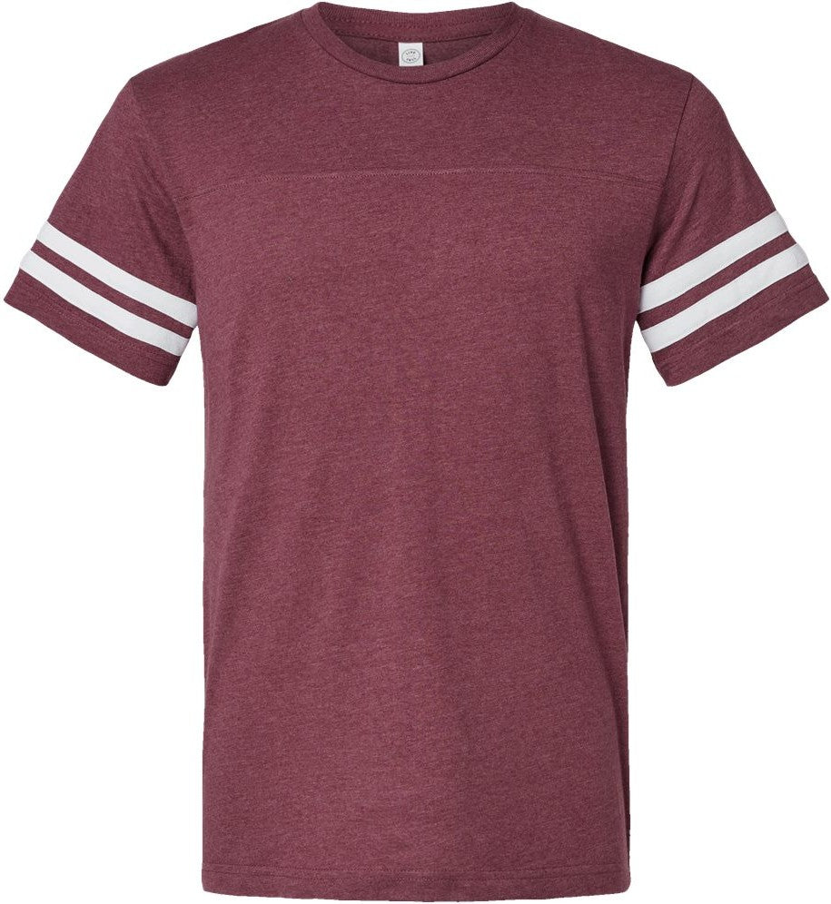 Front View of Vintage Burgundy/ White Football Fine Jersey Tee - 6937