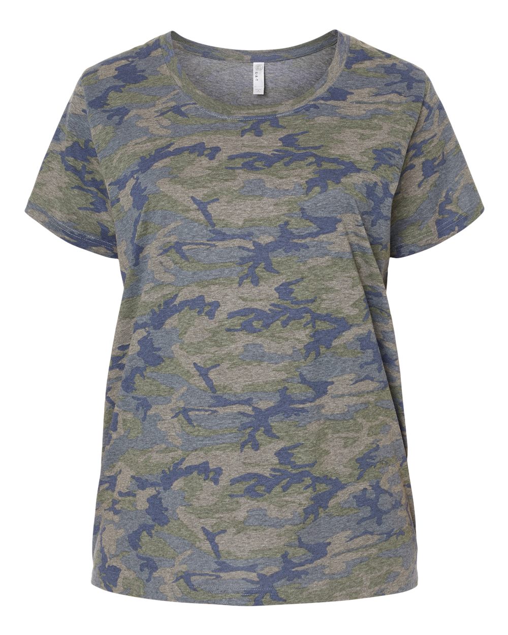 Front View of Vintage Camo Curvy Collection Women's Fine Jersey Tee - 3816