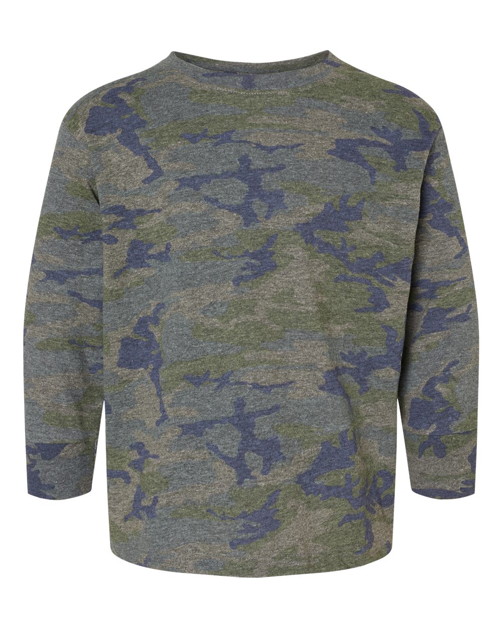 Front View of Vintage Camo Toddler Fine Jersey Long Sleeve Tee - 3302