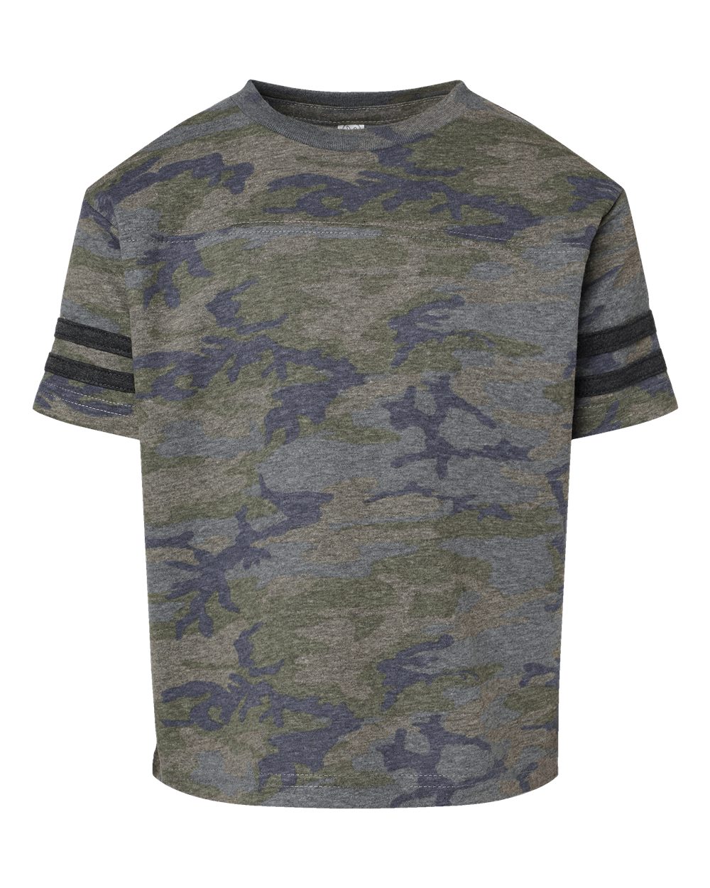 Front View of Vintage Camo/ Vintage Smoke Toddler Football Fine Jersey Tee - 3037