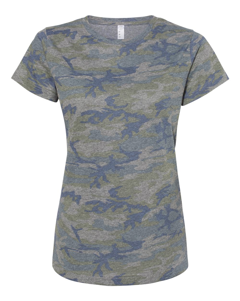 Front View of Vintage Camo Women's Fine Jersey Tee - 3516