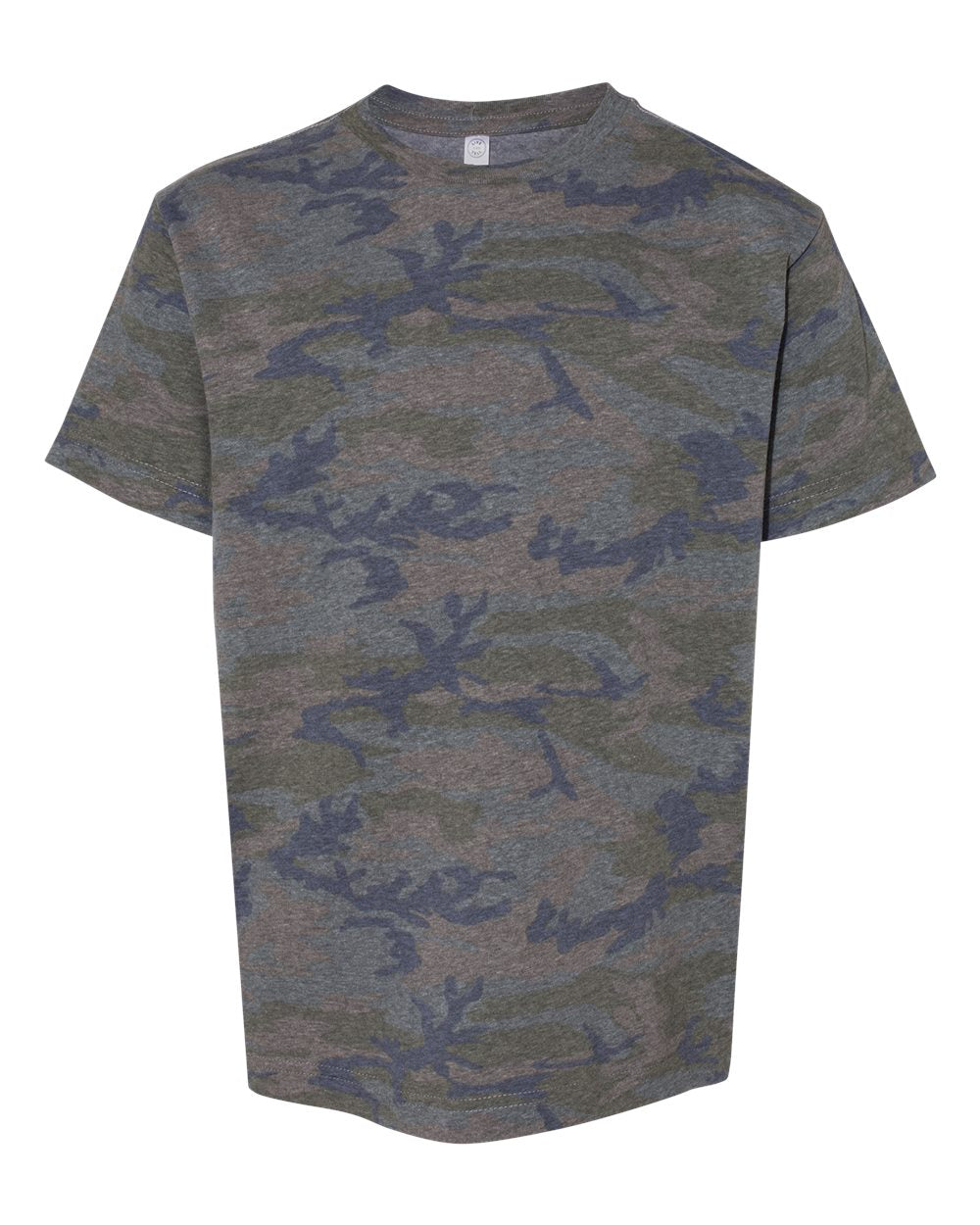 Front View of Vintage Camo Youth Fine Jersey Tee - 6101