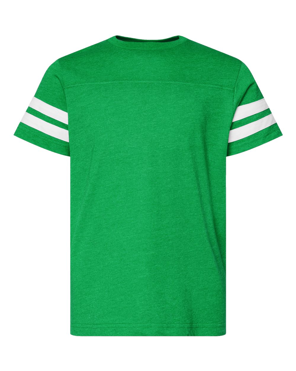 Front View of Vintage Green/ White Youth Football Fine Jersey Tee - 6137