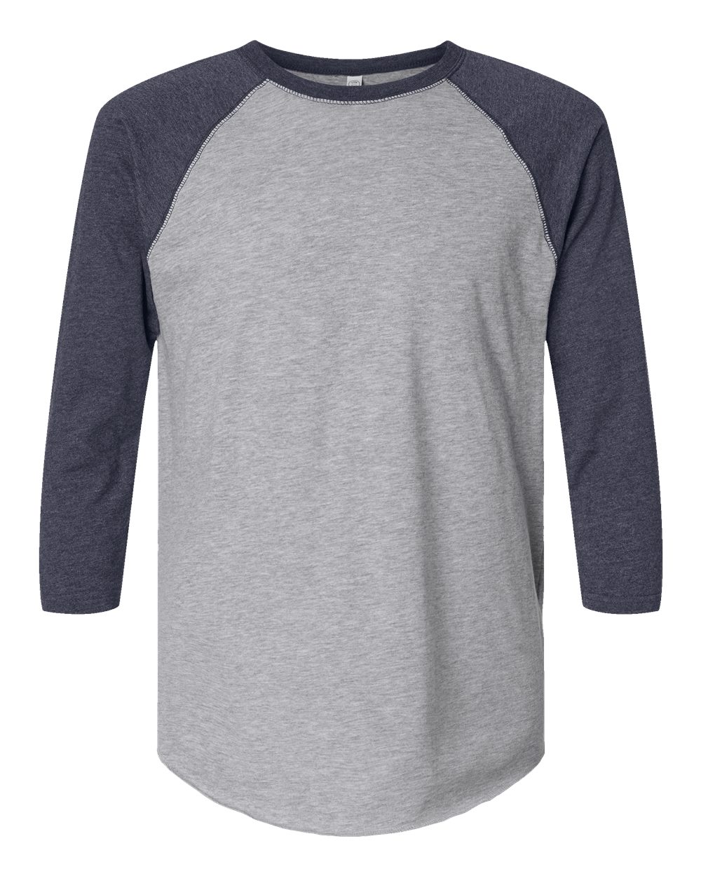 Vintage Heather/ Vintage Navy Baseball Fine Jersey Three-Quarter Sleeve Tee - 6930
