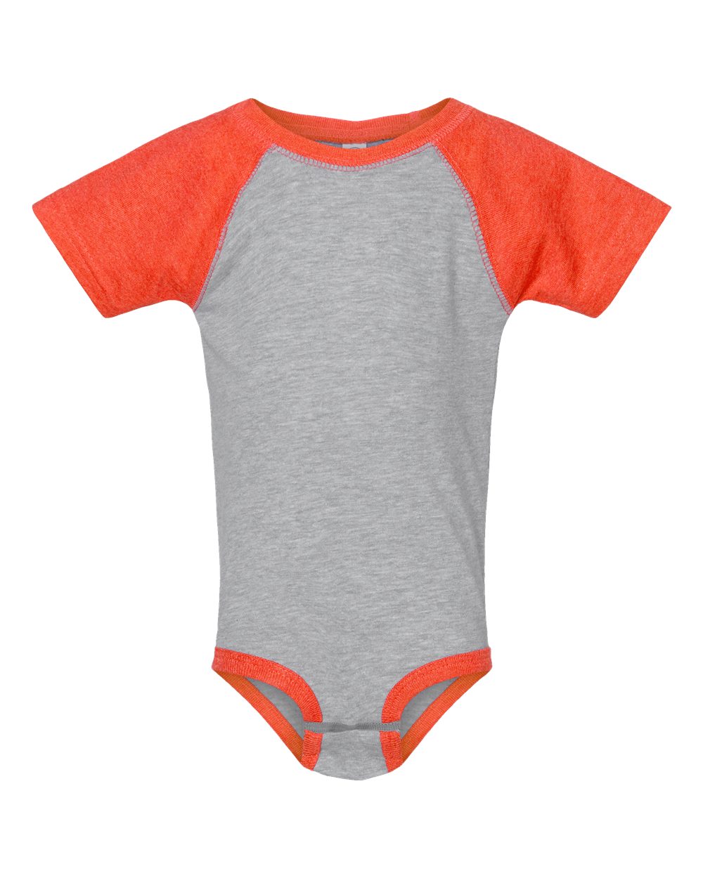 Front View of Vintage Heather/ Vintage Orange Infant Baseball Fine Jersey Bodysuit - 4430