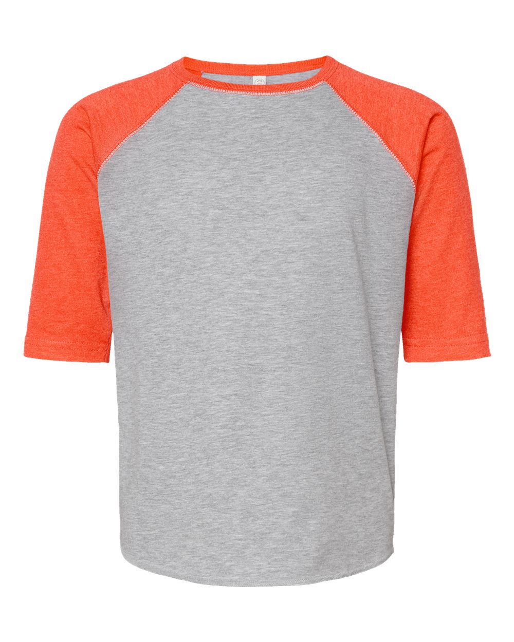 Front View of Vintage Heather/ Vintage Orange Youth Baseball Fine Jersey Three-Quarter Sleeve Tee - 6130