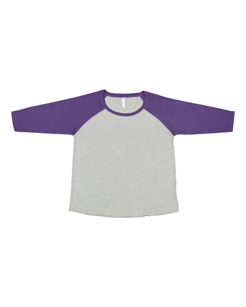 Front View of Vintage Heather/ Vintage Purple Curvy Collection Women's Baseball Three-Quarter Sleeve Tee - 3830
