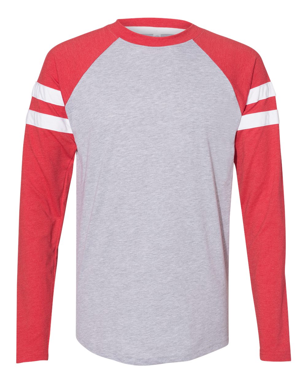 Front View of Vintage Heather/ Vintage Red Fine Jersey Mash Up Long Sleeve Tee - 6934
