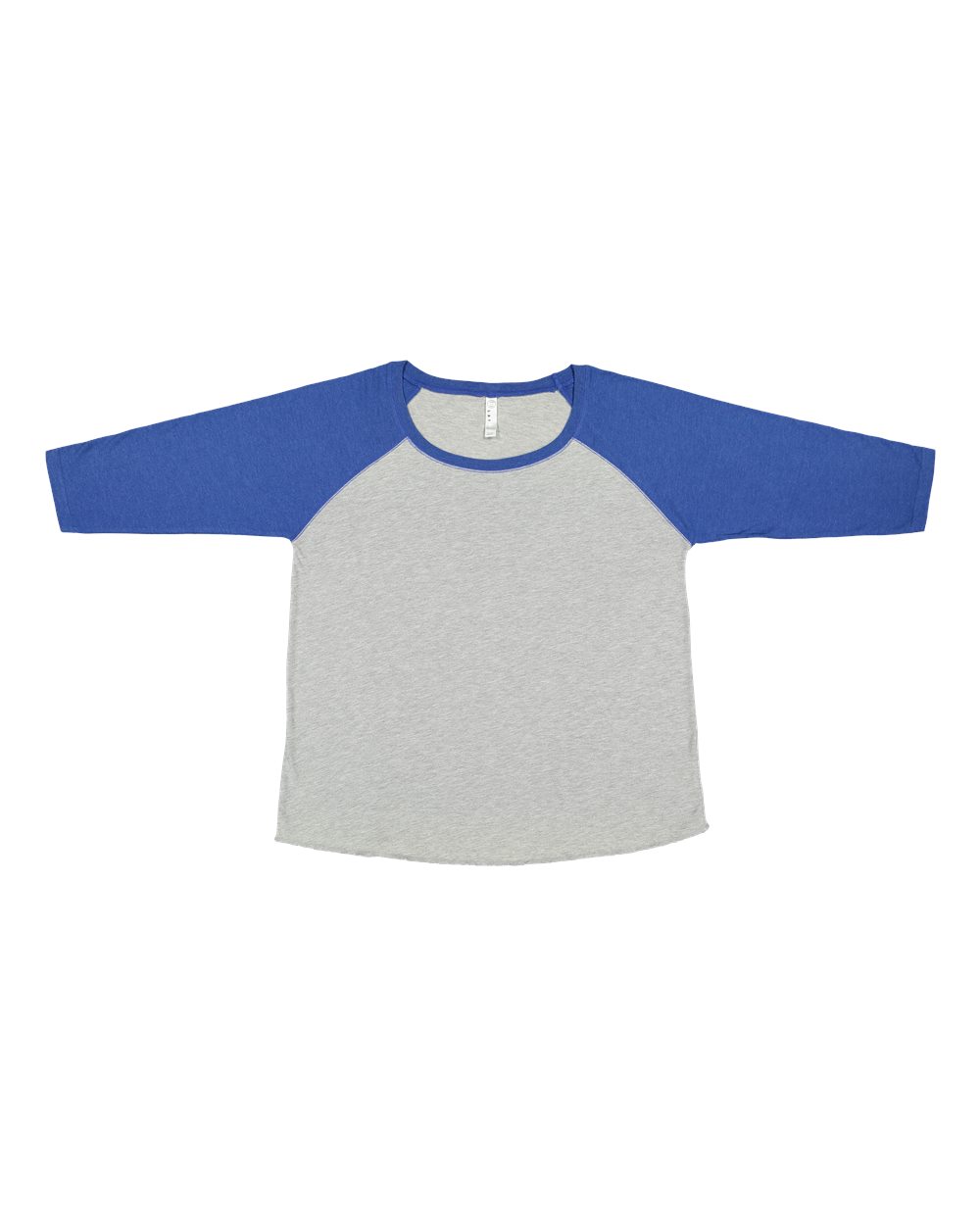 Front View of Vintage Heather/ Vintage Royal Curvy Collection Women's Baseball Three-Quarter Sleeve Tee - 3830
