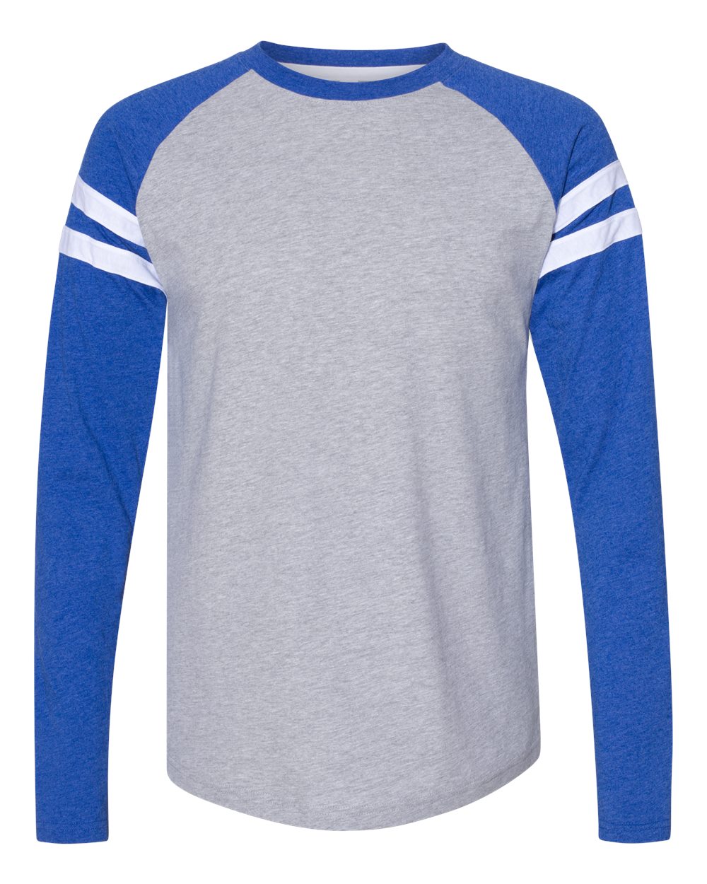 Front View of Vintage Heather/ Vintage Royal Fine Jersey Mash Up Long Sleeve Tee - 6934