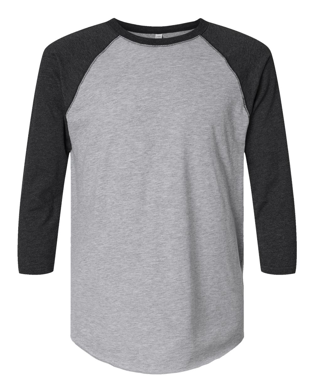 Front View of Vintage Heather/ Vintage Smoke Baseball Fine Jersey Three-Quarter Sleeve Tee - 6930