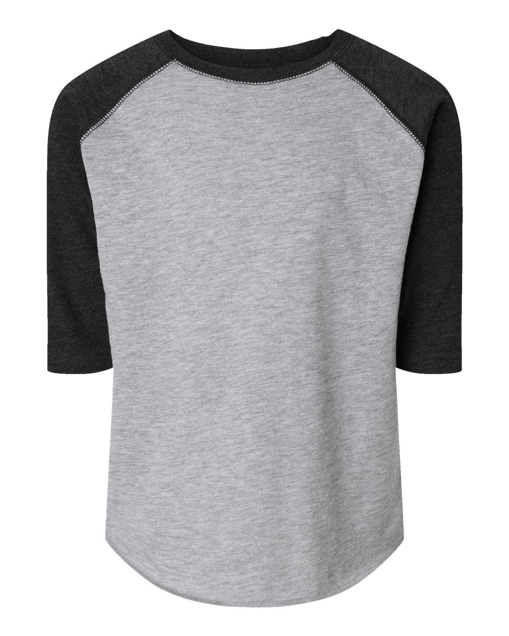 Front View of Vintage Heather/ Vintage Smoke Toddler Baseball Fine Jersey Three-Quarter Sleeve Tee - 3330