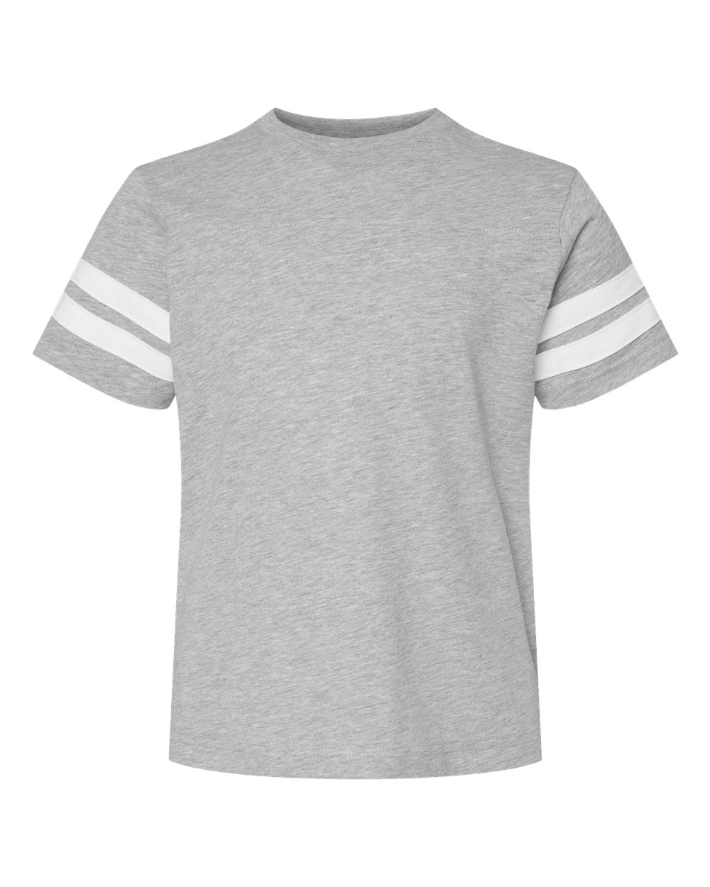 Front View of Vintage Heather/ White Youth Football Fine Jersey Tee - 6137