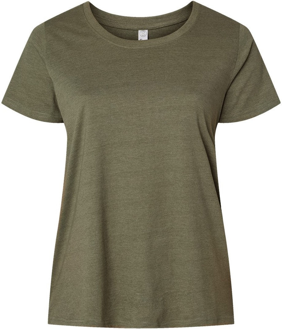 Front View of Vintage Military Green Curvy Collection Women's Fine Jersey Tee - 3816
