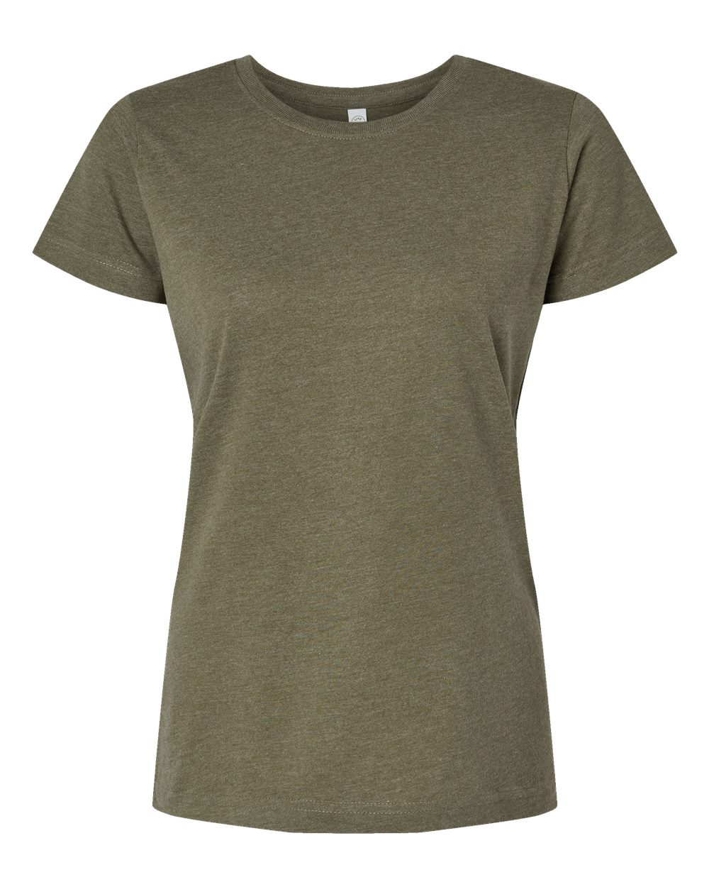 Front View of Vintage Military Green Women's Fine Jersey Tee - 3516