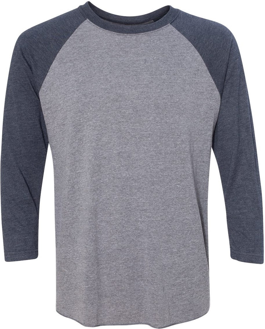 Vintage Navy Sleeves/ Premium Heather Body Triblend Three-Quarter Raglan T-Shirt - 6051