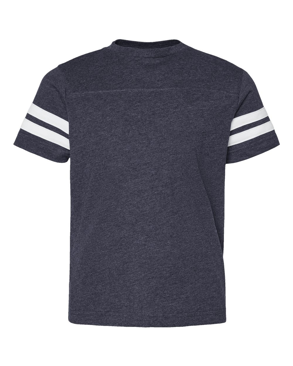 Front View of Vintage Navy/ White Youth Football Fine Jersey Tee - 6137