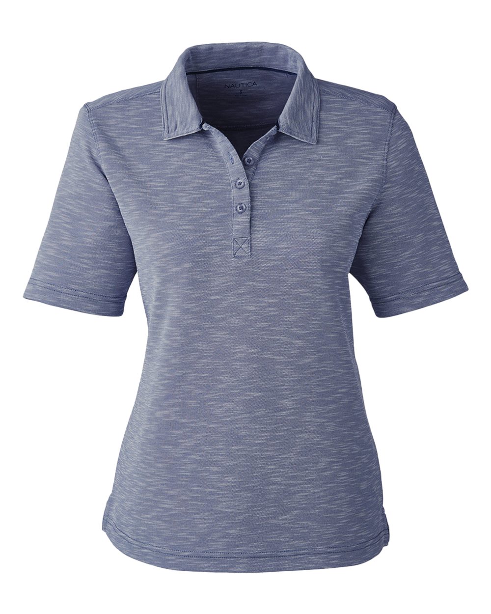 Front View of Vintage Navy Women&#39;s Sun Surfer Slub Polo - N17974