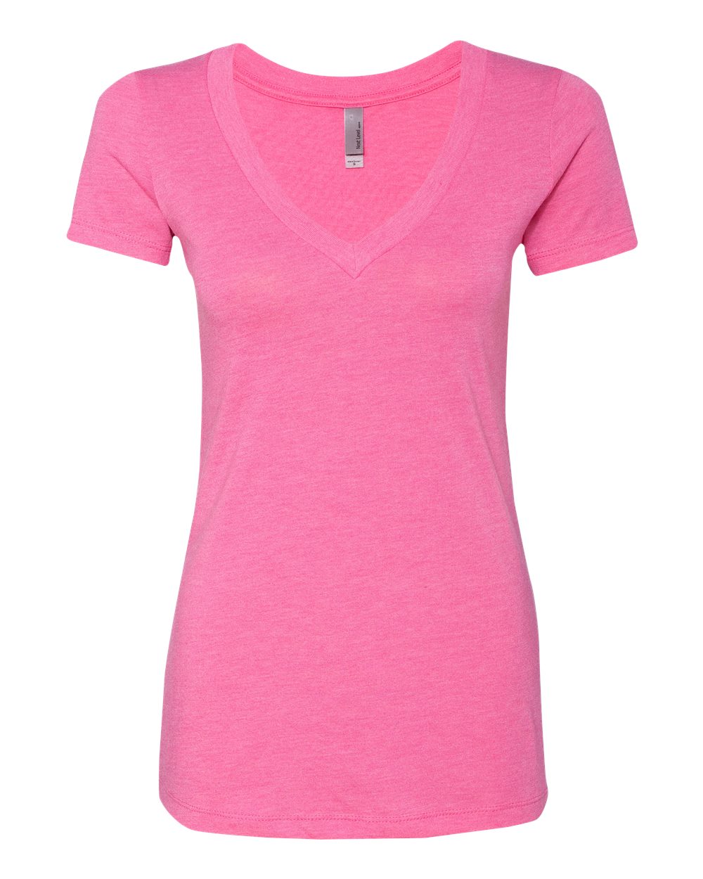 Front View of Vintage Pink Women’s Triblend Deep V-Neck T-Shirt - 6740
