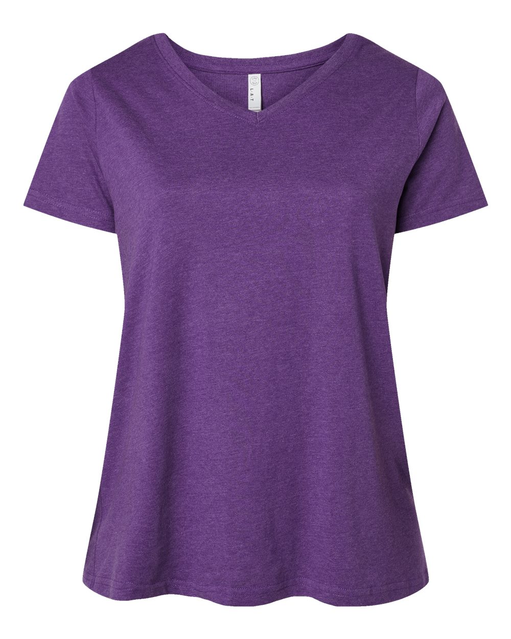 Front View of Vintage Purple Curvy Collection Women's Fine Jersey V-Neck Tee - 3817