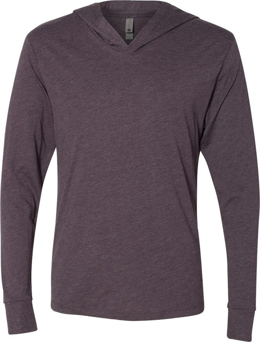 Front View of Vintage Purple Triblend Hooded Long Sleeve Pullover - 6021