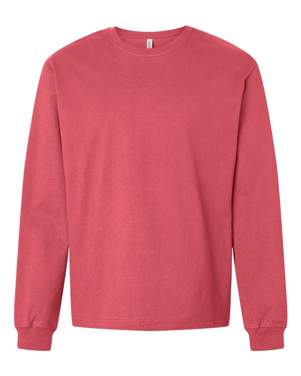 Front View of Vintage Red 7.5 oz Heavyweight Long Sleeve Tee - 4651