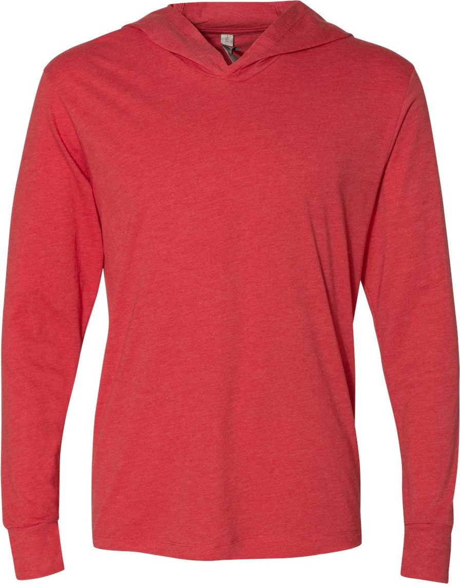 Front View of Vintage Red Triblend Hooded Long Sleeve Pullover - 6021