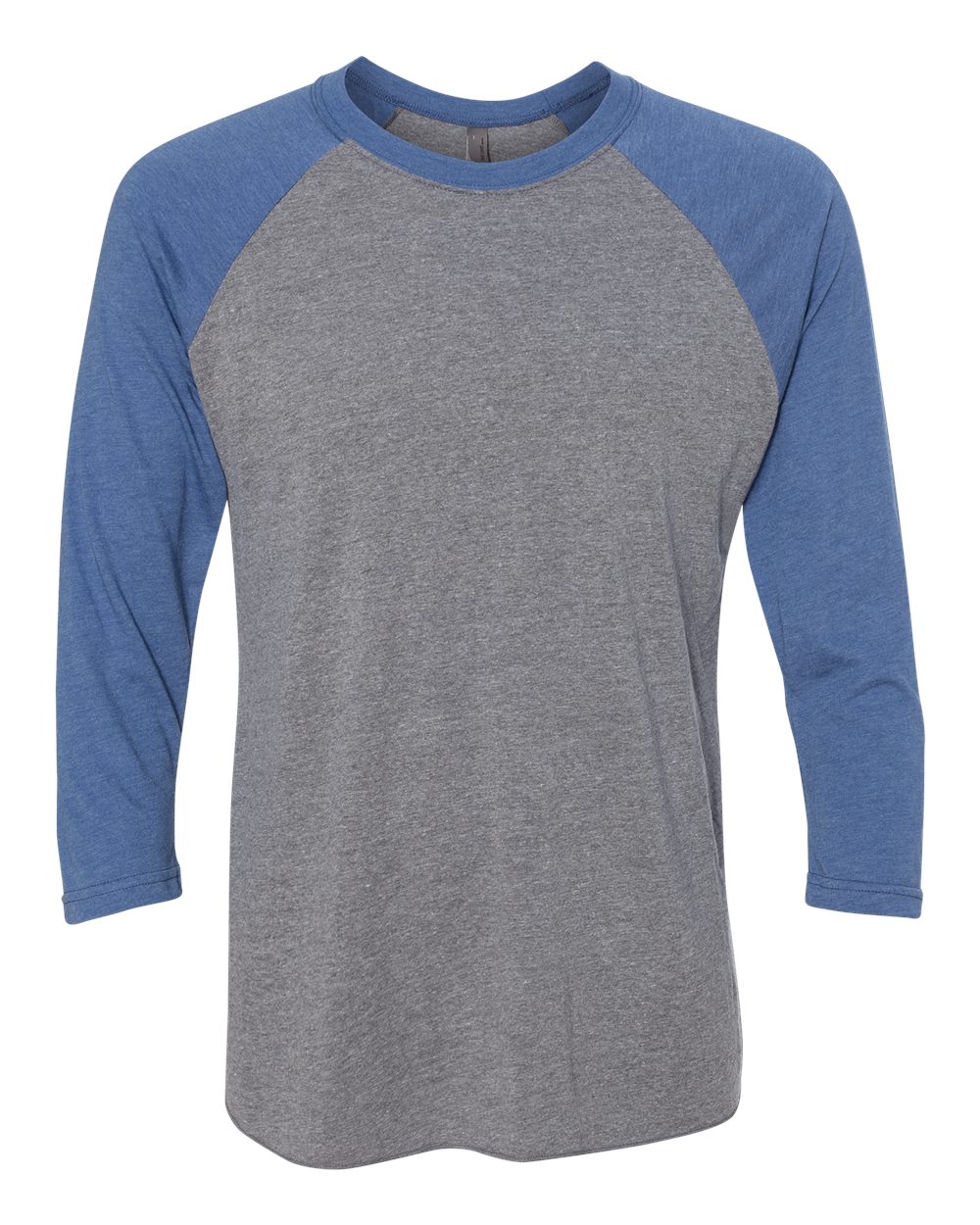 Front View of Vintage Royal Sleeves/ Premium Heather Body Triblend Three-Quarter Raglan T-Shirt - 6051