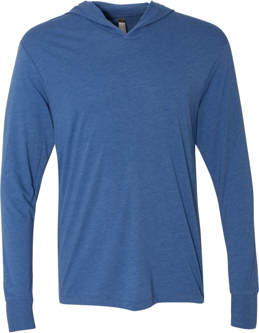 Front View of Vintage Royal Triblend Hooded Long Sleeve Pullover - 6021