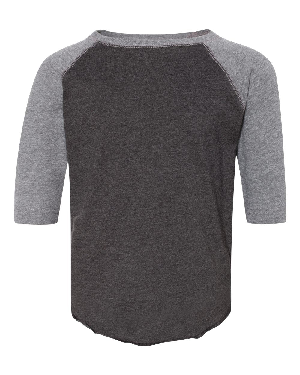 Front View of Vintage Smoke/ Granite Heather Toddler Baseball Fine Jersey Three-Quarter Sleeve Tee - 3330