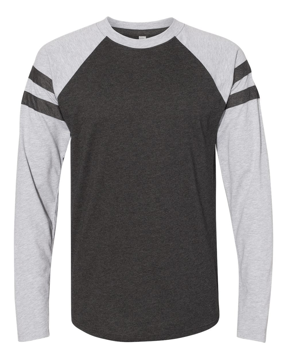 Front View of Vintage Smoke/ Vintage Heather Fine Jersey Mash Up Long Sleeve Tee - 6934