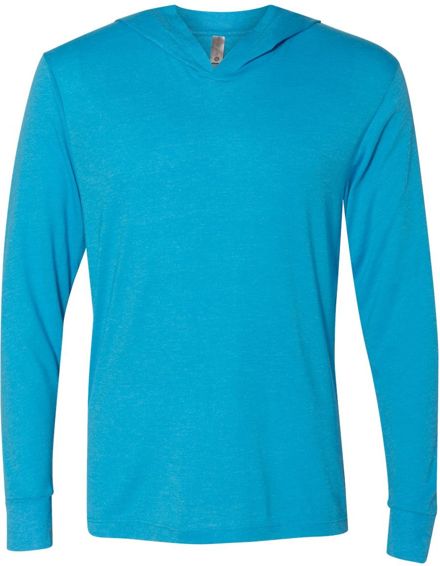 Front View of Vintage Turquoise Triblend Hooded Long Sleeve Pullover - 6021