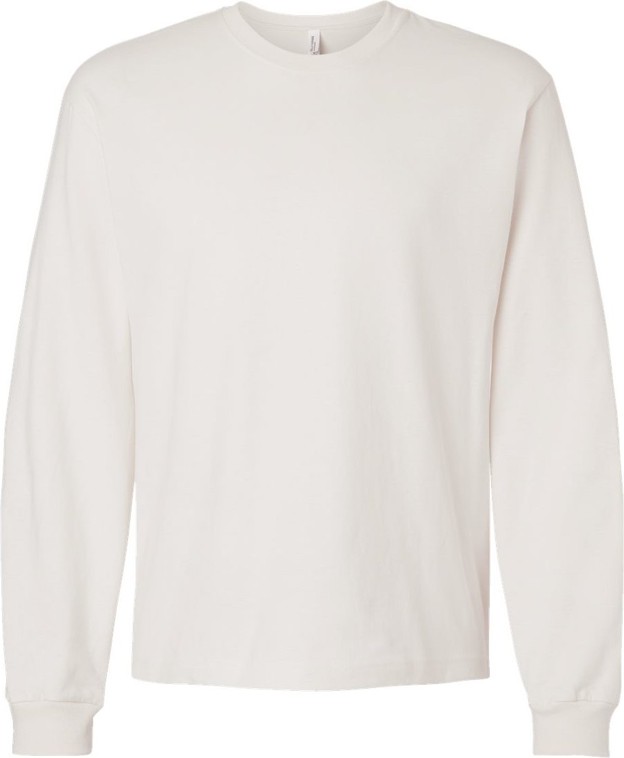 Front View of Vintage White 6 oz. Heavyweight Long Sleeve Tee - 3511