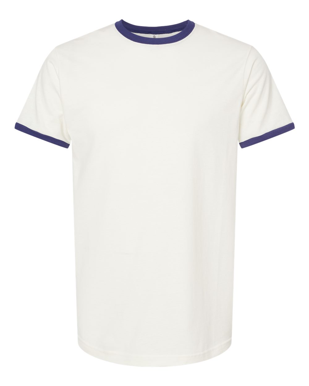 Front View of Vintage White/ Inked India Fine Jersey Ringer T-Shirt - 246