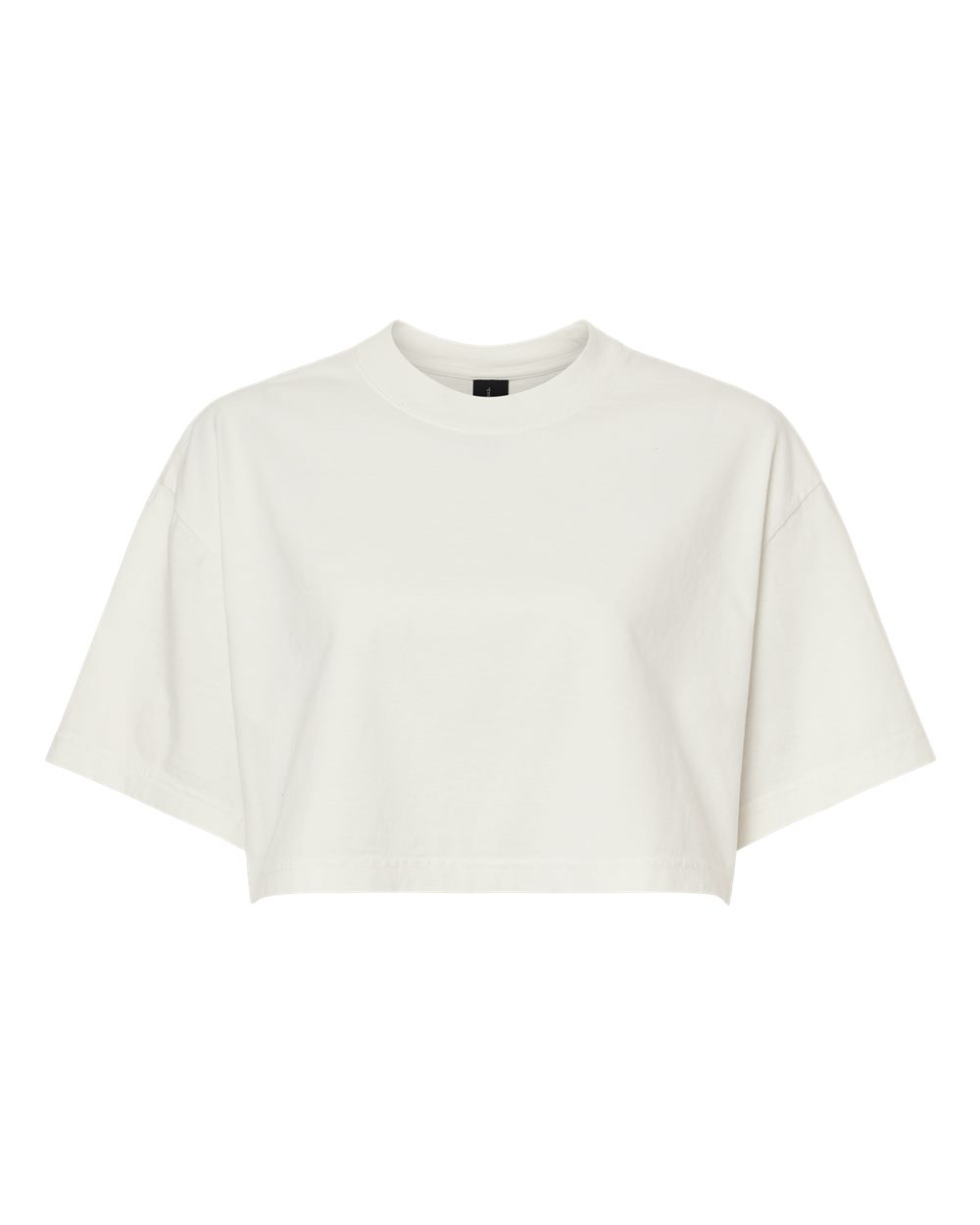 Front View of Vintage White Women's Garment-Dyed Cropped Tee - 6882GD