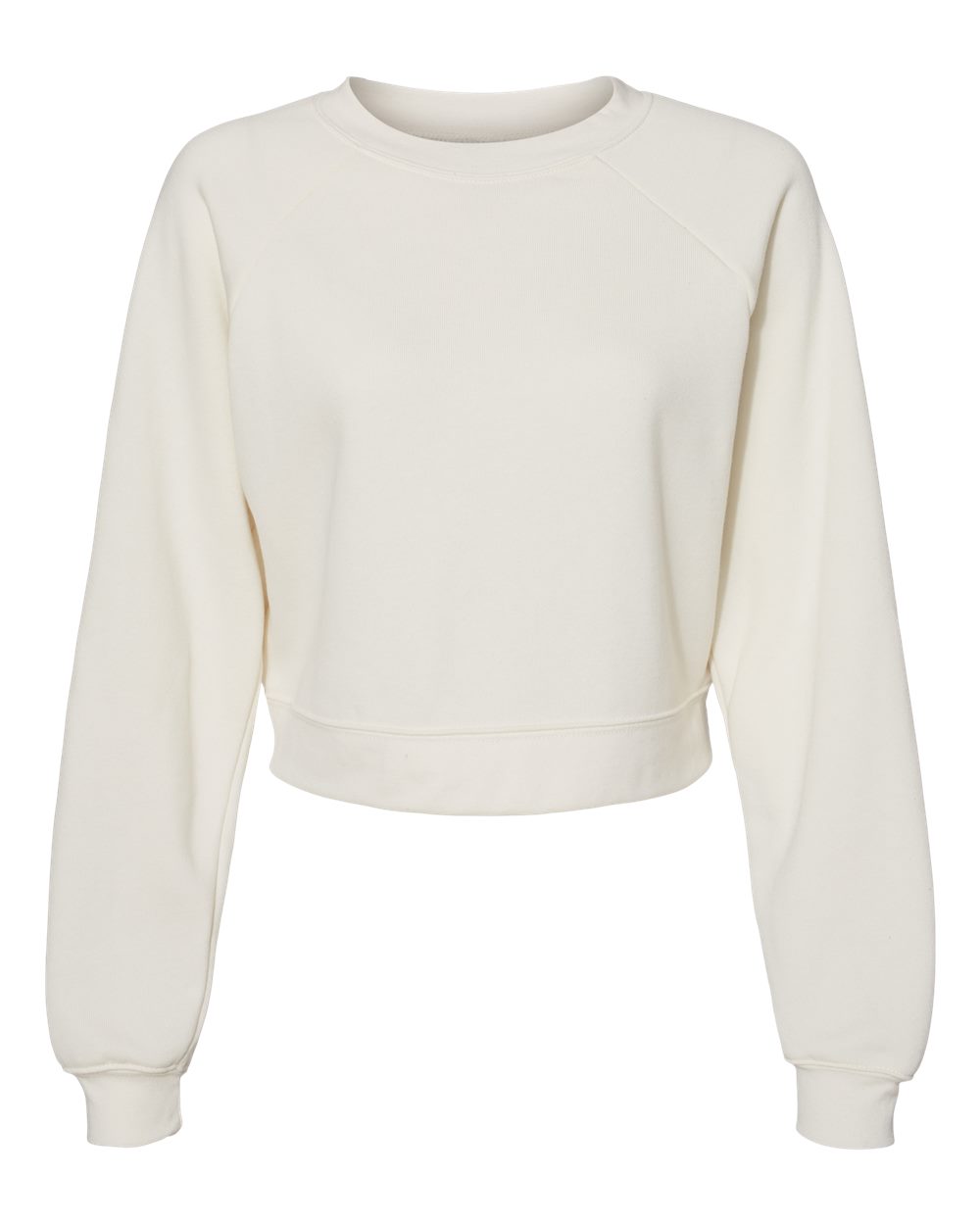Front View of Vintage White Women's Raglan Pullover Fleece - 7505
