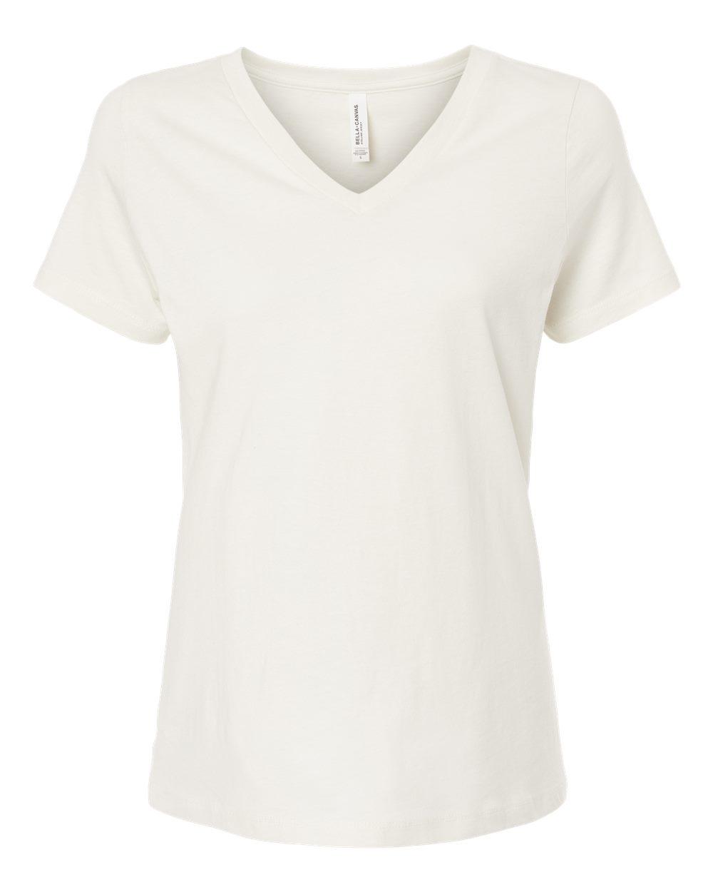 Front View of Vintage White Women’s Relaxed Jersey V-Neck Tee - 6405