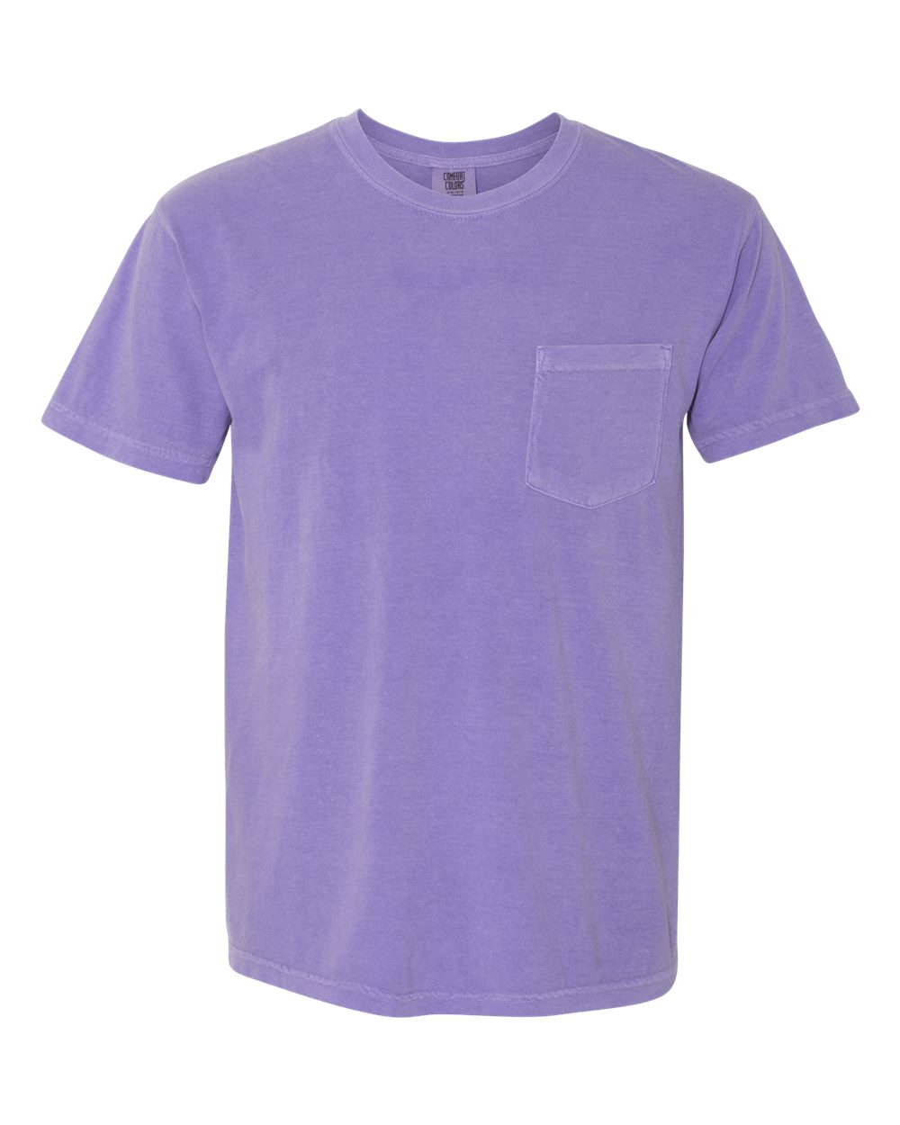 Front View of Violet Garment-Dyed Heavyweight Pocket T-Shirt - 6030