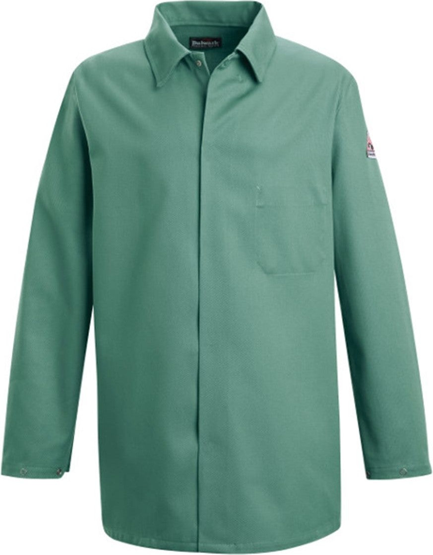 Front View of Visual Green Work Coat - EXCEL FR® - 9 oz. - KEW2