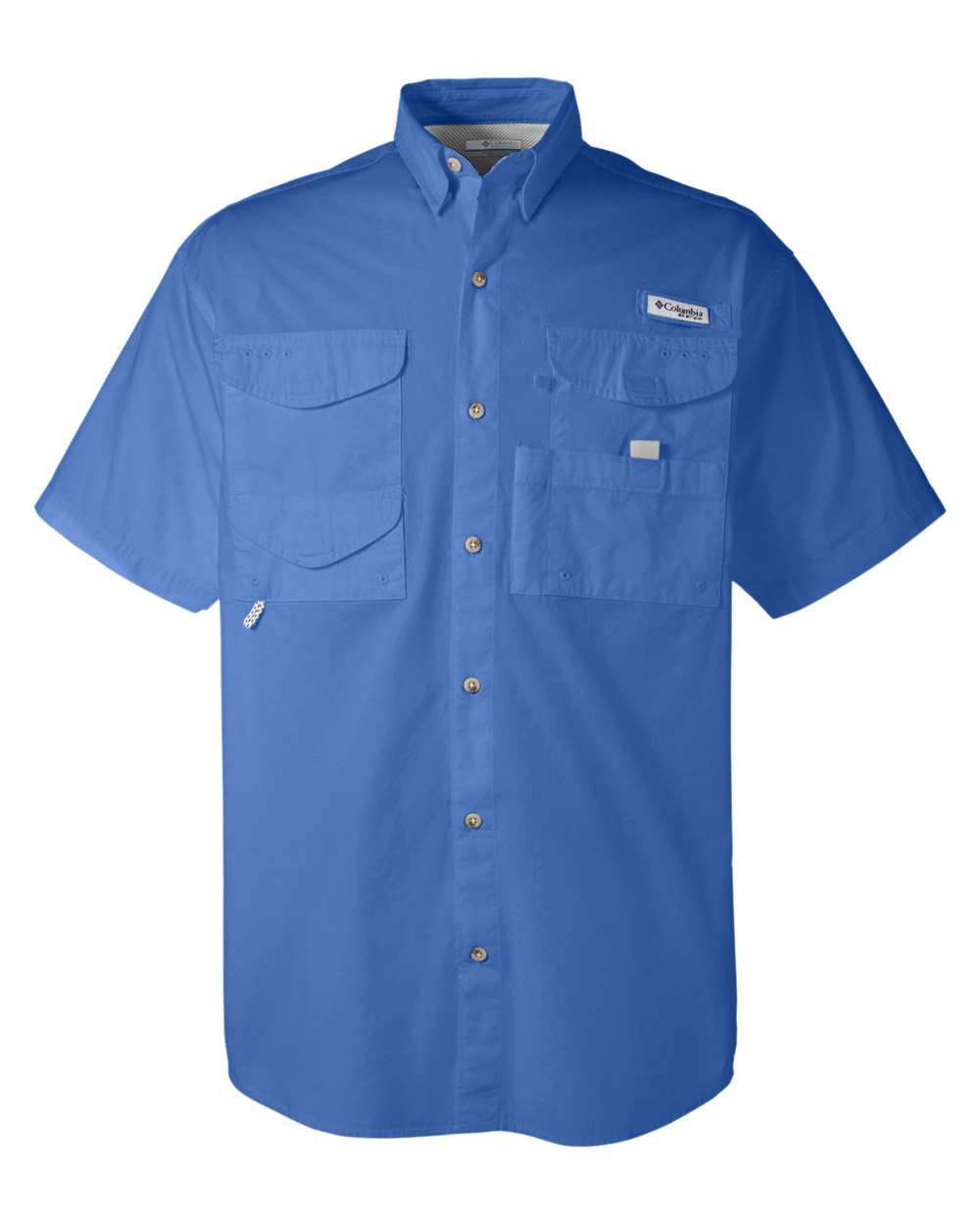 Front View of Vivid Blue Bonehead™ Short Sleeve Shirt - 7130
