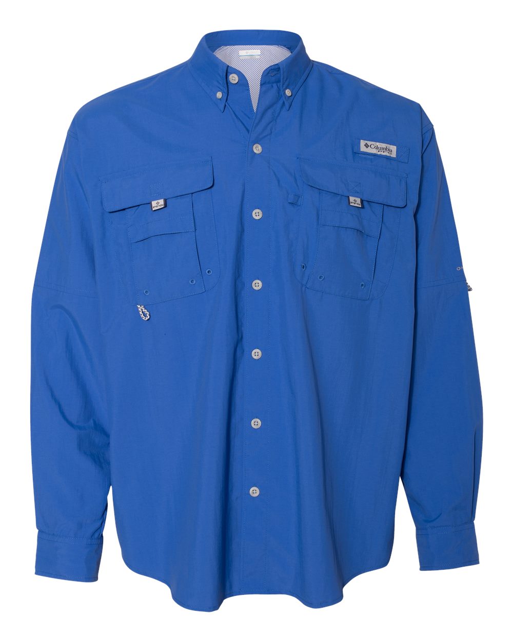 Front View of Vivid Blue PFG Bahama™ II Shirt - 212463