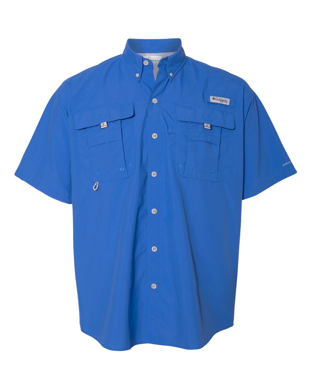 Front View of Vivid Blue PFG Bahama™ II Short Sleeve Shirt - 212464
