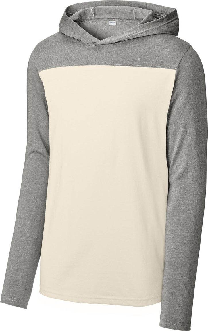 Front View of VtgH/Ecru Sport-Tek Halftime Long Sleeve Hoodie ST6044