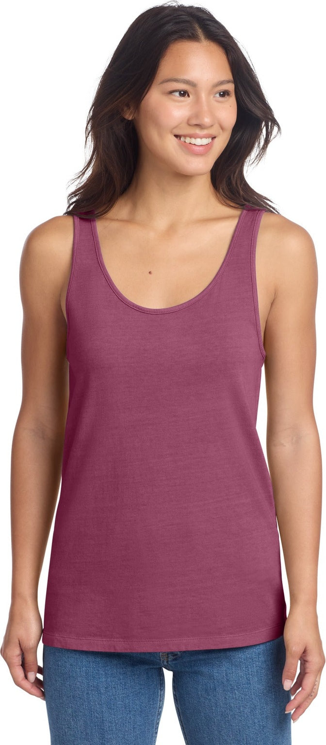 Front View of VtgRaspbry Port & Co Women's Beach Wash Garment-Dyed Tank LPC099TT