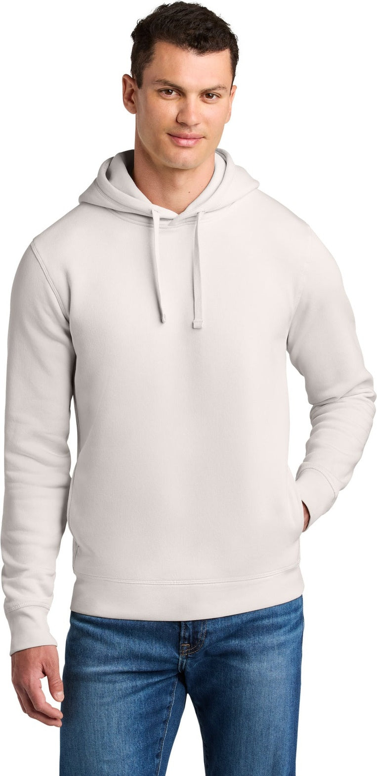 Front View of VtgWhite Stanley/Stella Unisex Sounder Hooded Sweatshirt SXU012