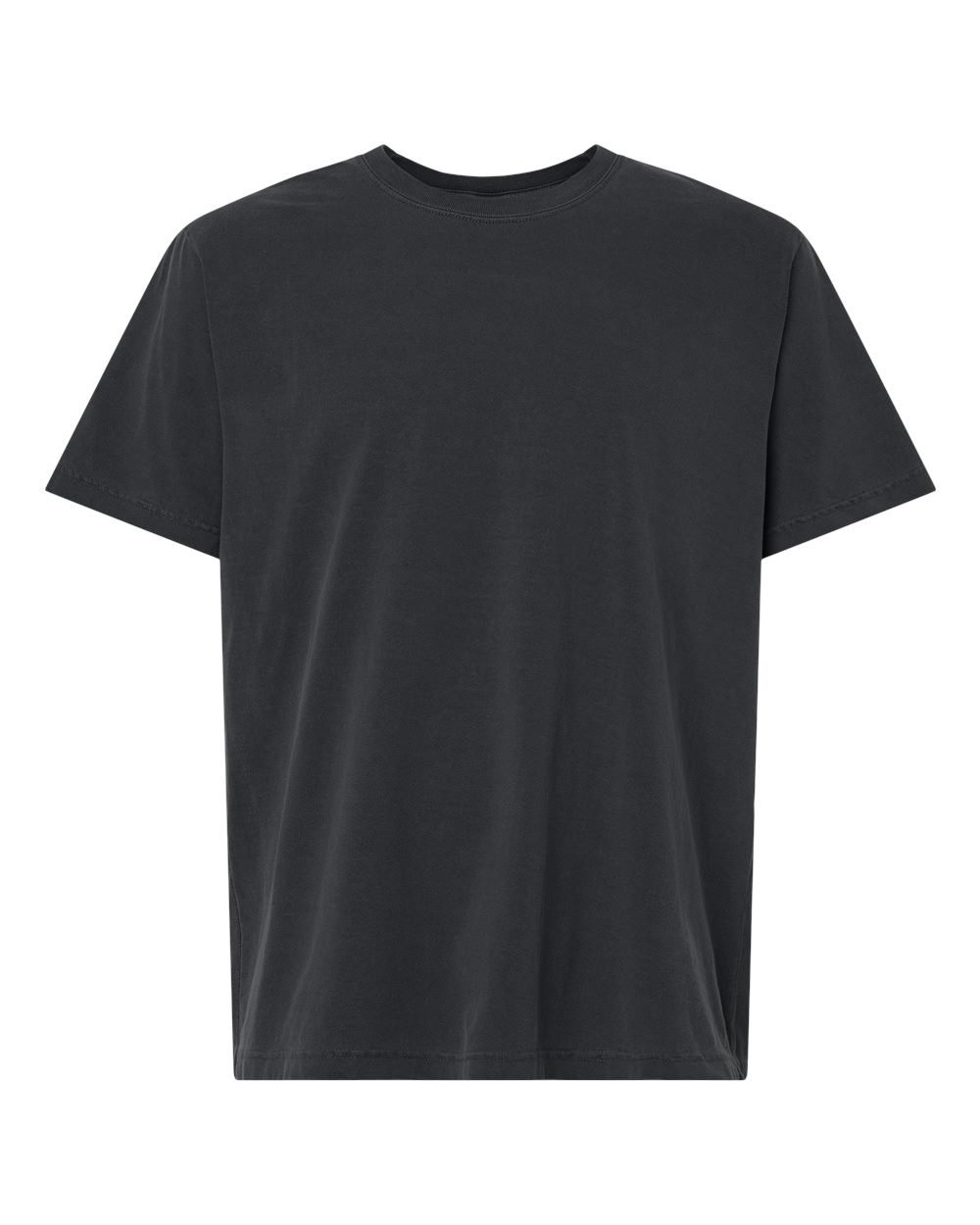 Front View of Washed Black Unisex Heavyweight Garment-Dyed Tee - 4810GD